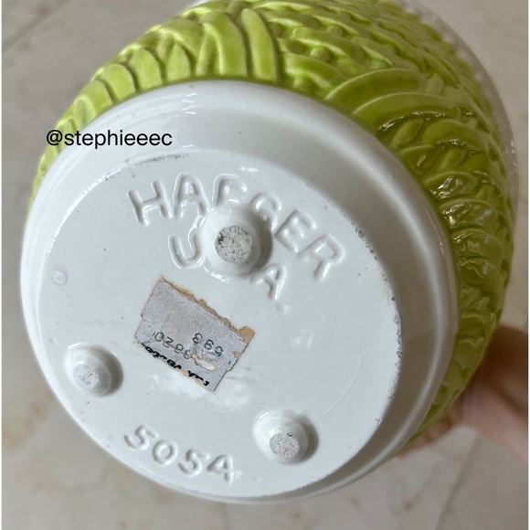 Haeger USA Off White and Green Ceramic Flower Planter Pot - Picture 4 of 5